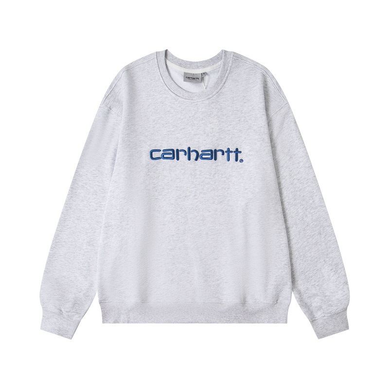 外贸卡哈特经典重工刺绣休闲圆领宽松情侣毛圈Carhartt连帽卫衣男|undefined