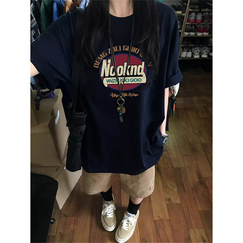 Ocode Cross-border Pure Cotton Plus Size Drop Shoulder Women's Summer Design Focused Small Town Korean Style American Style T-shirt