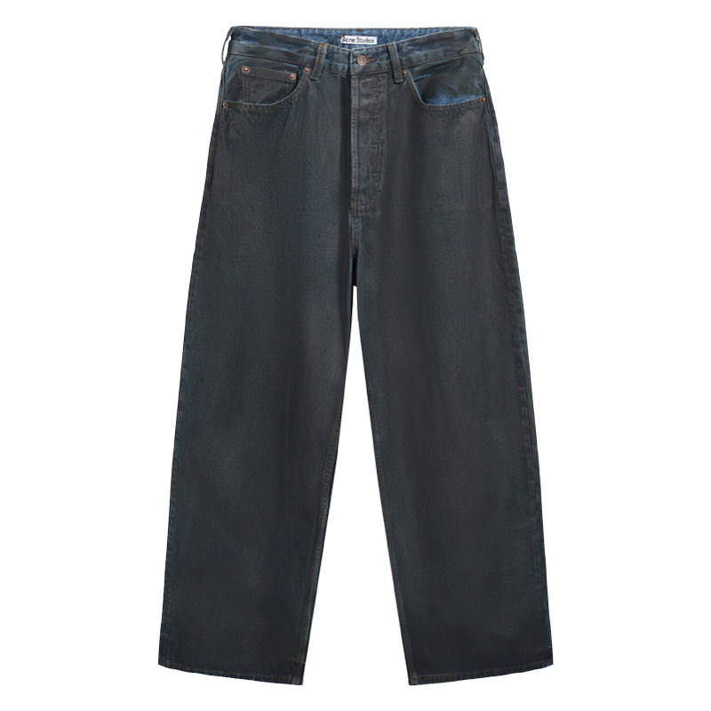 クロスボーダーのトレンディなAC手描きのスプラッシュインクのほつれ加工のウォッシュ加工のダメージ加工のパンツ、男性と女性用、ゆったりと多用途、軽くて豪華なワイドレッグジーンズ