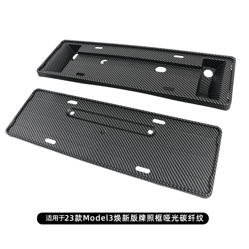 Tesla – Other Car Modifications for 2023 Tesla - model-3-facelift-license-plate-frame-matte-carbon-fiber-pattern