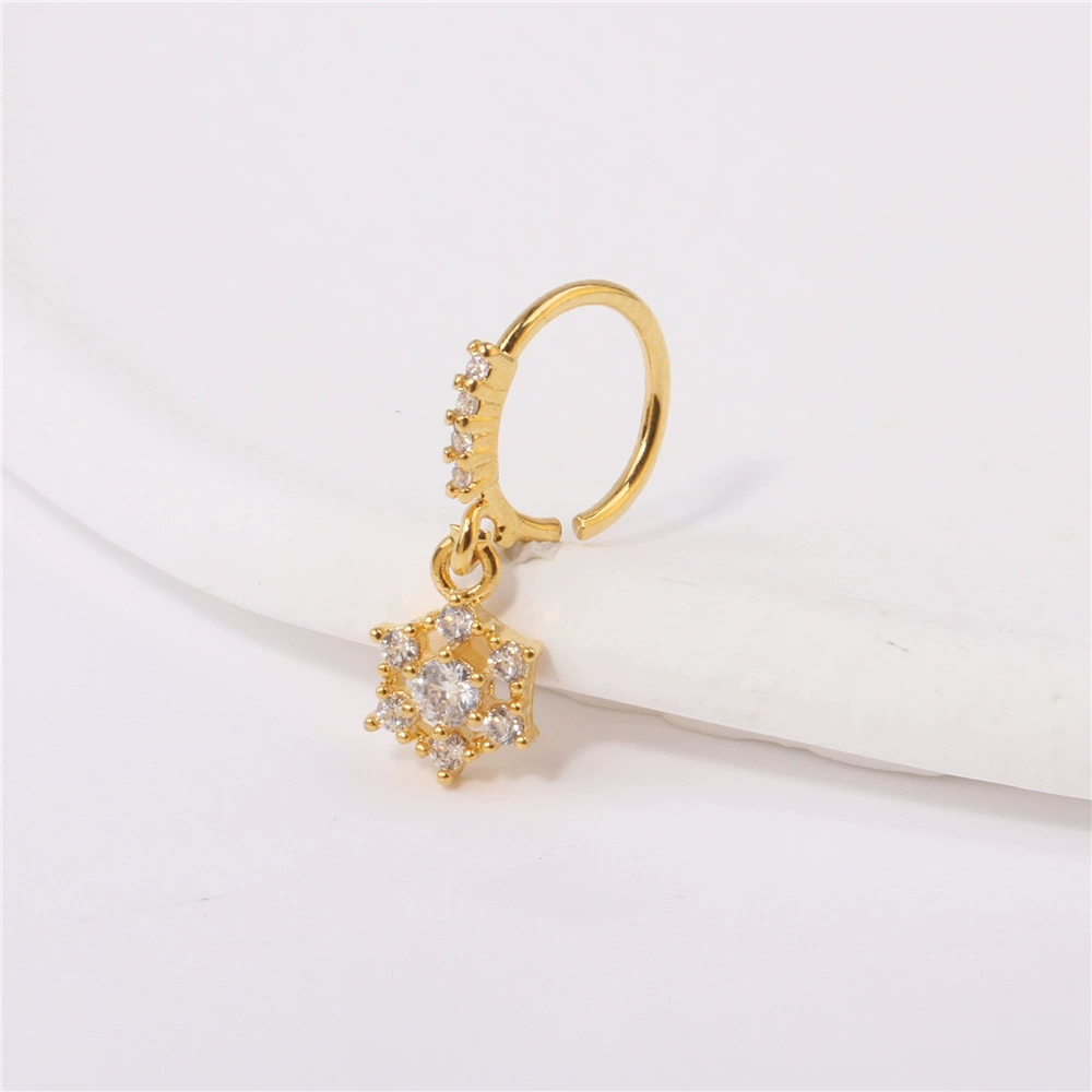 20 г Amazon европейский и американский женский кулон кольцо в носу Полный Бриллиант Циркон снежинка нос кулон в носу серьги хряща