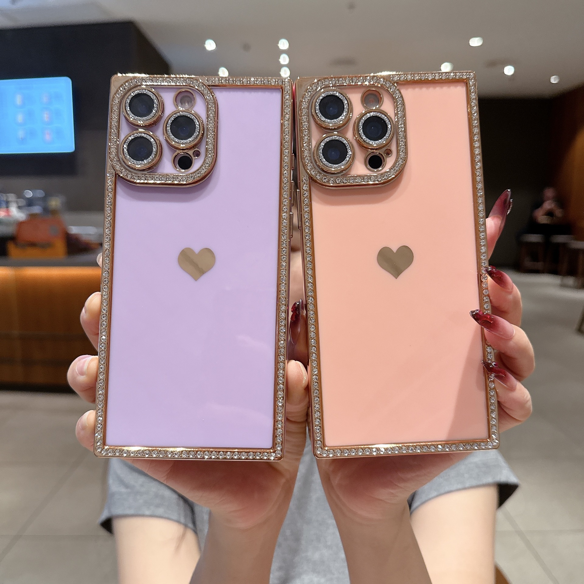 Suitable For IPhone 17 Electroplated Creative Border Phone 16 Full Cover With Glitter Mirror Film, 14 Anti-drop_voghion.com