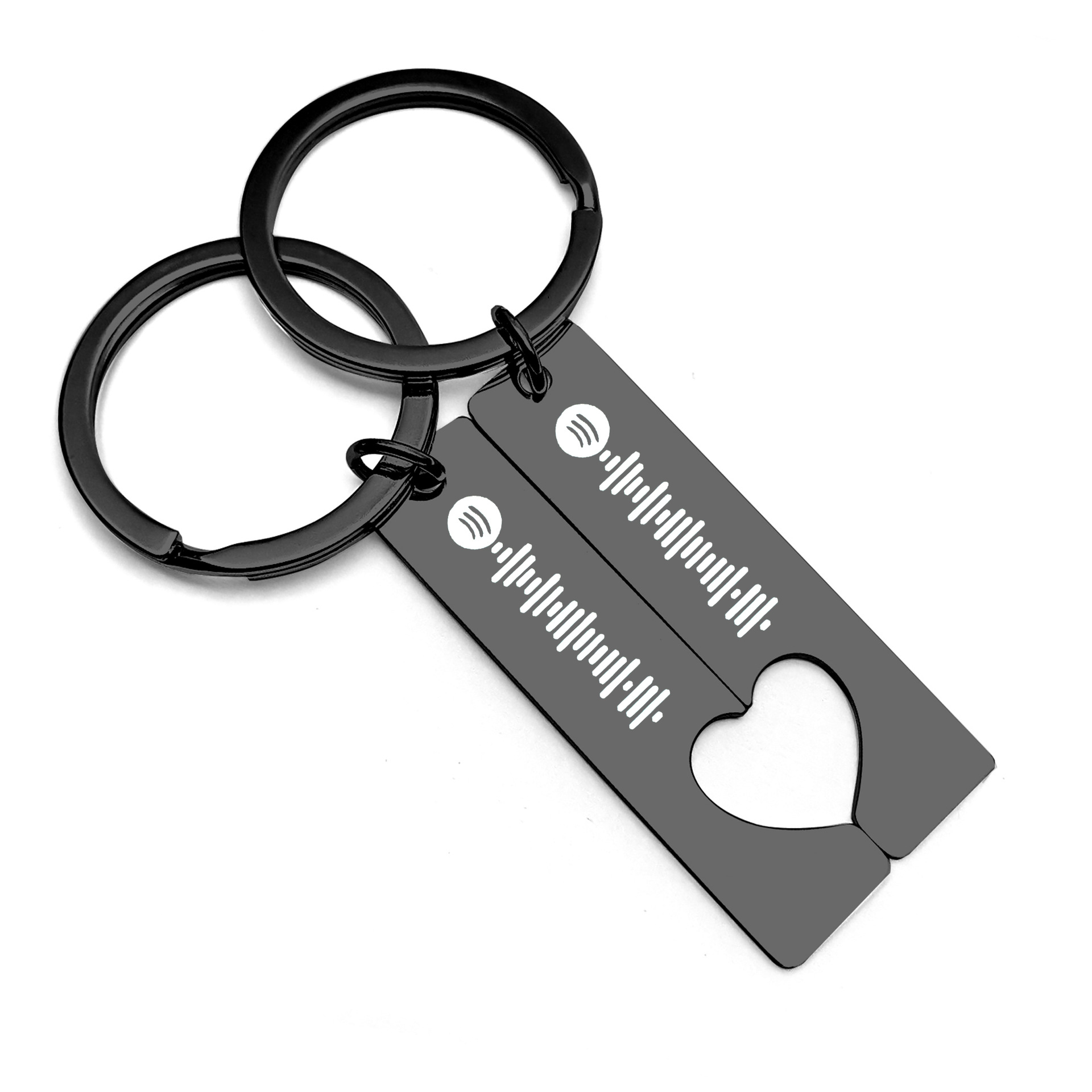 Cross-border Hot-selling Music Code Spotify Couple Heart Stainless Steel Keychain Copy Can Be Replaced