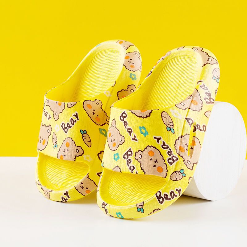 Zapatillas infantiles de dibujos animados para niñas oso baño antideslizante suave fondo integrado interior hogar niños verano zapatillas frescas