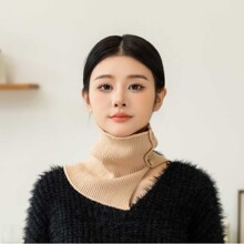 针织纽扣假领子套头围脖围巾女春秋冬季毛衣装饰百搭假毛衣领子