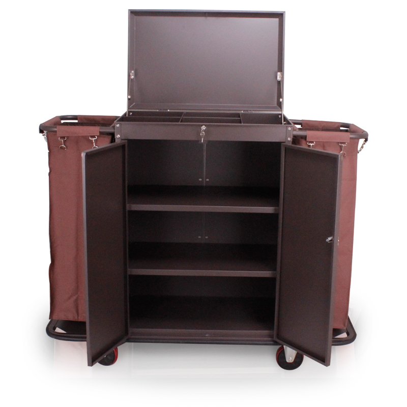 ✅酒店宾馆客房带门带盖带锁多功能手推布草车保洁服务车清洁工作