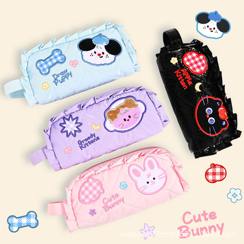 新款花边笔袋高颜值大容量ins可爱初高中学生文具铅笔收纳袋