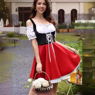 外贸热卖女士连衣裙德国慕尼黑啤酒节服装巴伐利亚民族舞台表演服