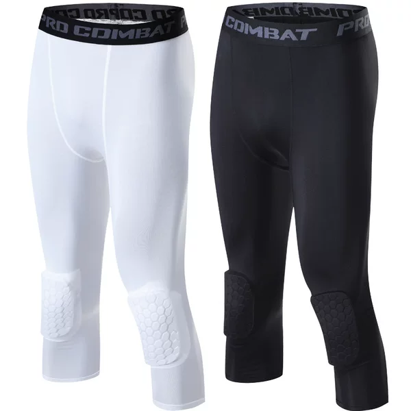 Basketball Knee Pad Anti-collision Cropped Tight Pants Integrated Honeycomb Anti-fall Basketball Training Running Tight Base Protective Pants