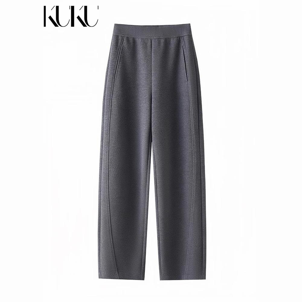 Spring and Autumn Thickened Gray Scimitar Pants Women's Pants Small New Banana Pants Woolen Shenzhen Nanyou Scythe Pants
