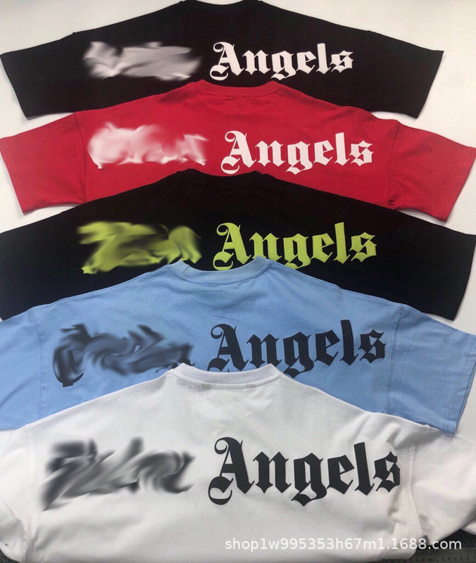 Palm Short-Sleeved Palm Angel Large Letter Foam Trendy Brand Male and Female Couple Hip-Hop Round Neck High Street T-Shirt Breathable