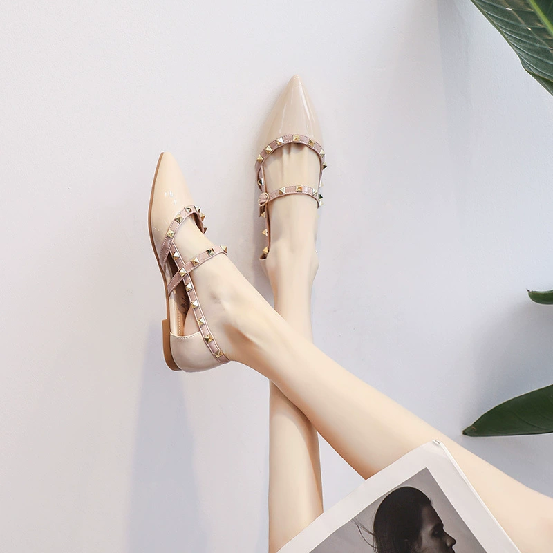 Женские балетки 2071-8, летняя новинка 2025 в стиле «фея», подходят к юбкам, сандалии на мягкой подошве с декоративными элементами, как у интернет-знаменитостей