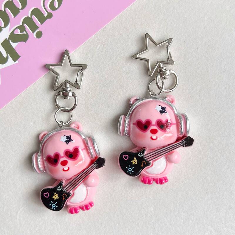 Punk Rock Star Keychain Cartoon Y2K Student Backpack Pendant Ins Best Friend Gift Accessory Ins Style