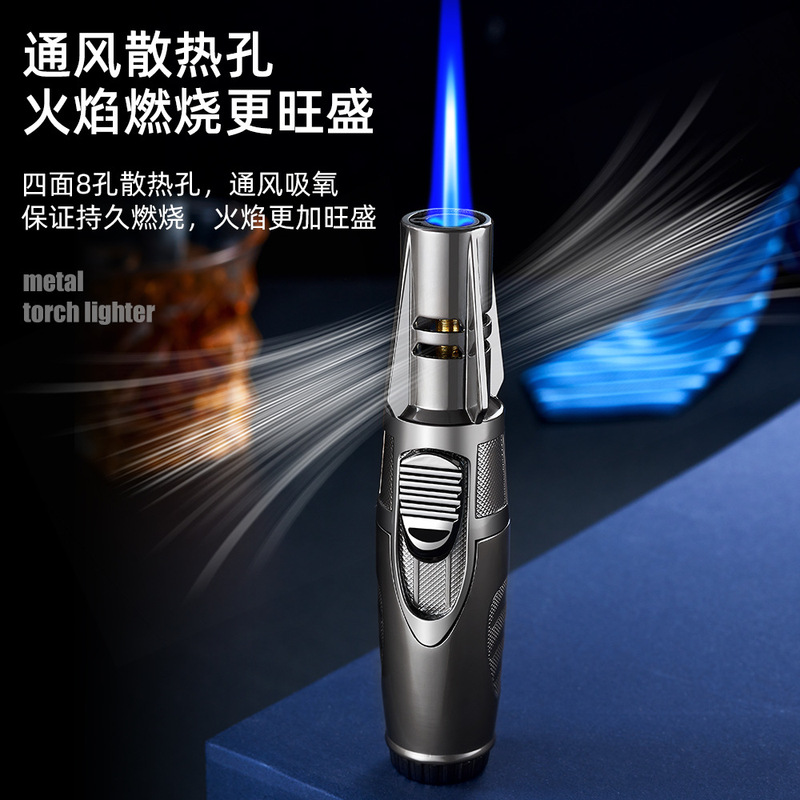 Metal Cylindrical High-Power Direct Flame Lighter Outdoor Refillable Windproof Cigar Lighter Moxa Welding Lighter Pl196