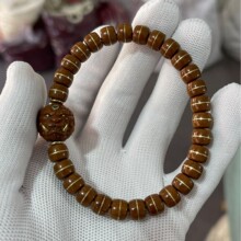 天然紫金鼠手串一线天三眼菩提籽招财佛珠前鼠后猫原籽实心单圈
