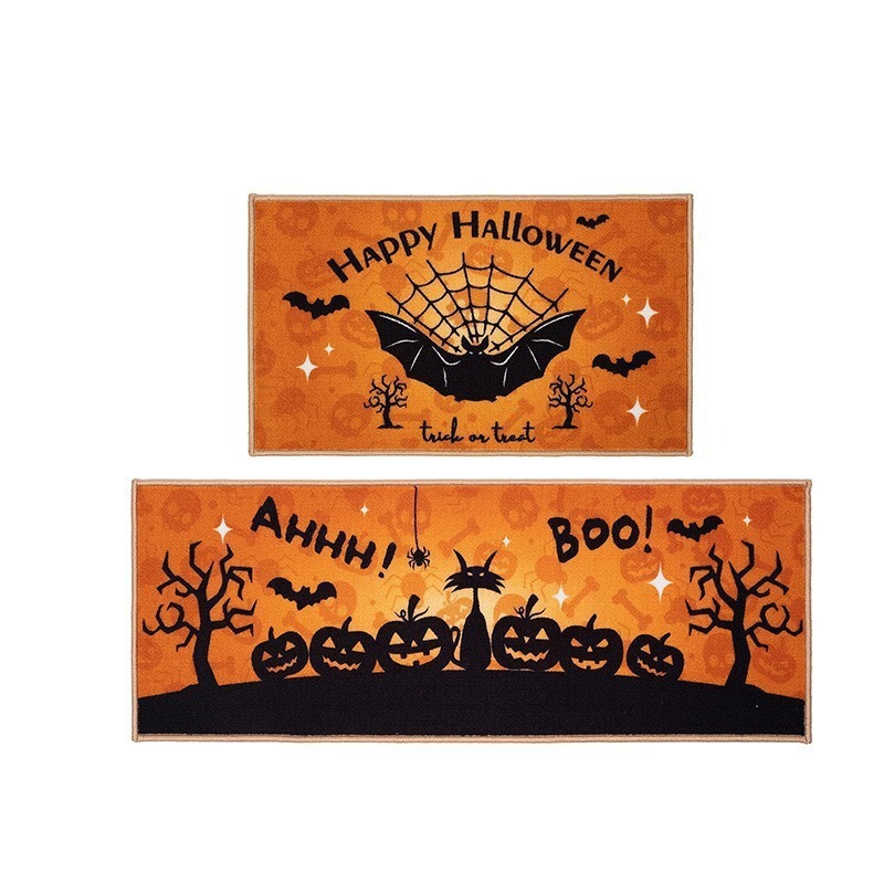 American-style Halloween-themed crystal velvet floor mat for entryway decoration, dirt-resistant and noise-reducing doormat, living room cooling pad American-style Halloween-themed crystal velvet floor mat for entryway decoration, dirt-resistant and noise-reducing doormat, living room cooling pad