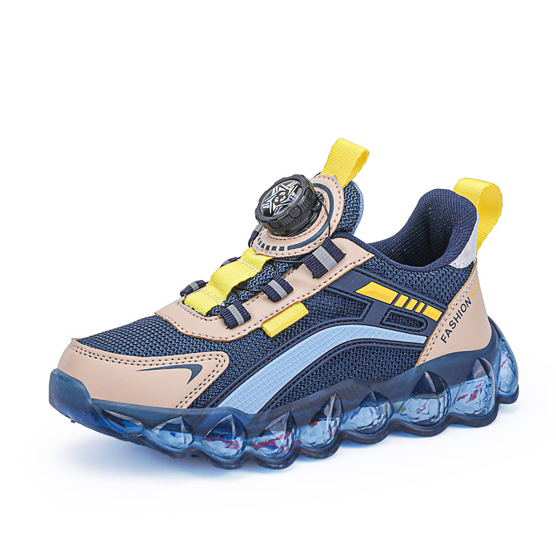 Kinder mit Mesh-Oberfläche, Feder, drehbare Schnalle, leicht zu tragen und auszuziehen für Jungen, Kinder-Sportschuhe, Mädchen_voghion.com