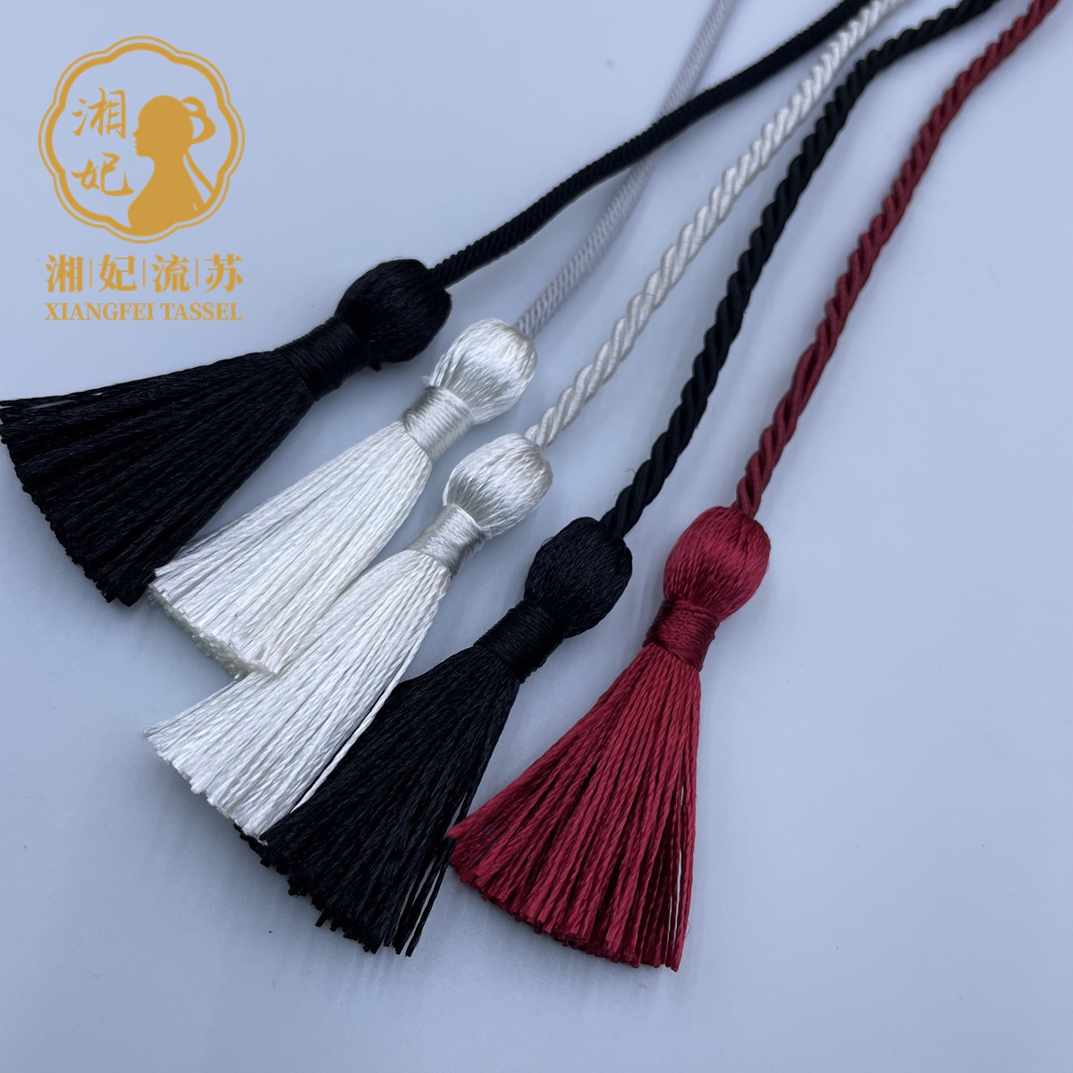Polyester 3mm three-strand rope double-headed long tassel garment belt accessories luggage hanging tassel curtain rope pendant