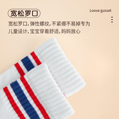 學校男女童白色襪子四季透氣學生運動白襪子字母條紋中大童襪子