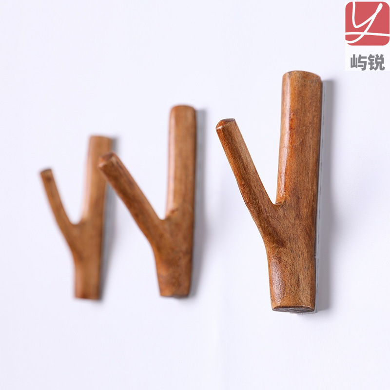 Nordic-style rustic tree branch hook, no adhesive needed, solid wood, for farmhouse decor, wall-mounted, branch-shaped clothes hook