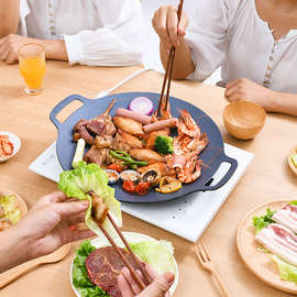 厂家直销家用野炊露营烧烤盘商用不粘盘牛排烤肉盘卡式炉煎盘现货