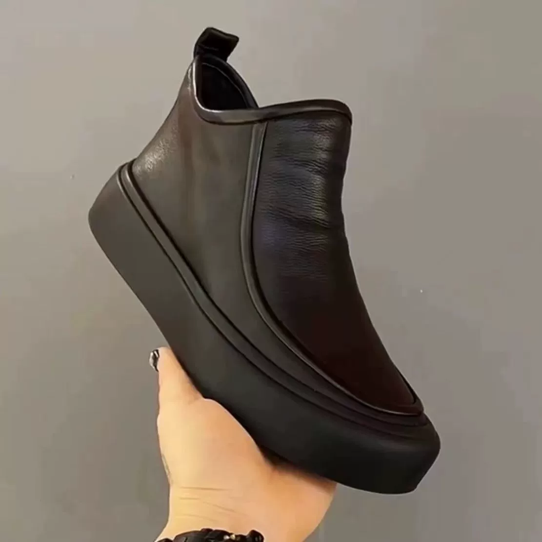 [Модель на молнии]-2024 воловья повседневная новая мода плюшевая мужская круглая голова повседневная мужская кожаная обувь мужская