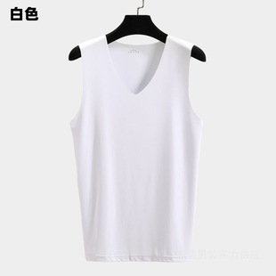 Ice Silk Vest Men's Seamless Thin Sleeveless T-Shirt Men's Fitness Loose Summer Base V-Neck Men's Vest