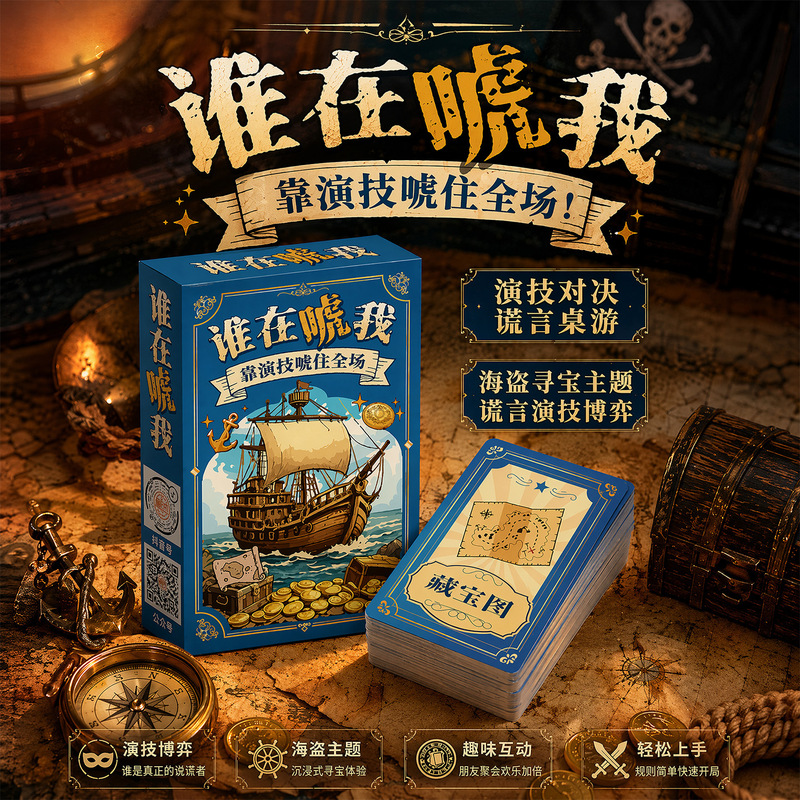 Board Game Cards: Who's Kidding Me? Hilarious Acting Showdown, Pirate Treasure Hunt, Lies and Strategies, Innovative Party Board Game
