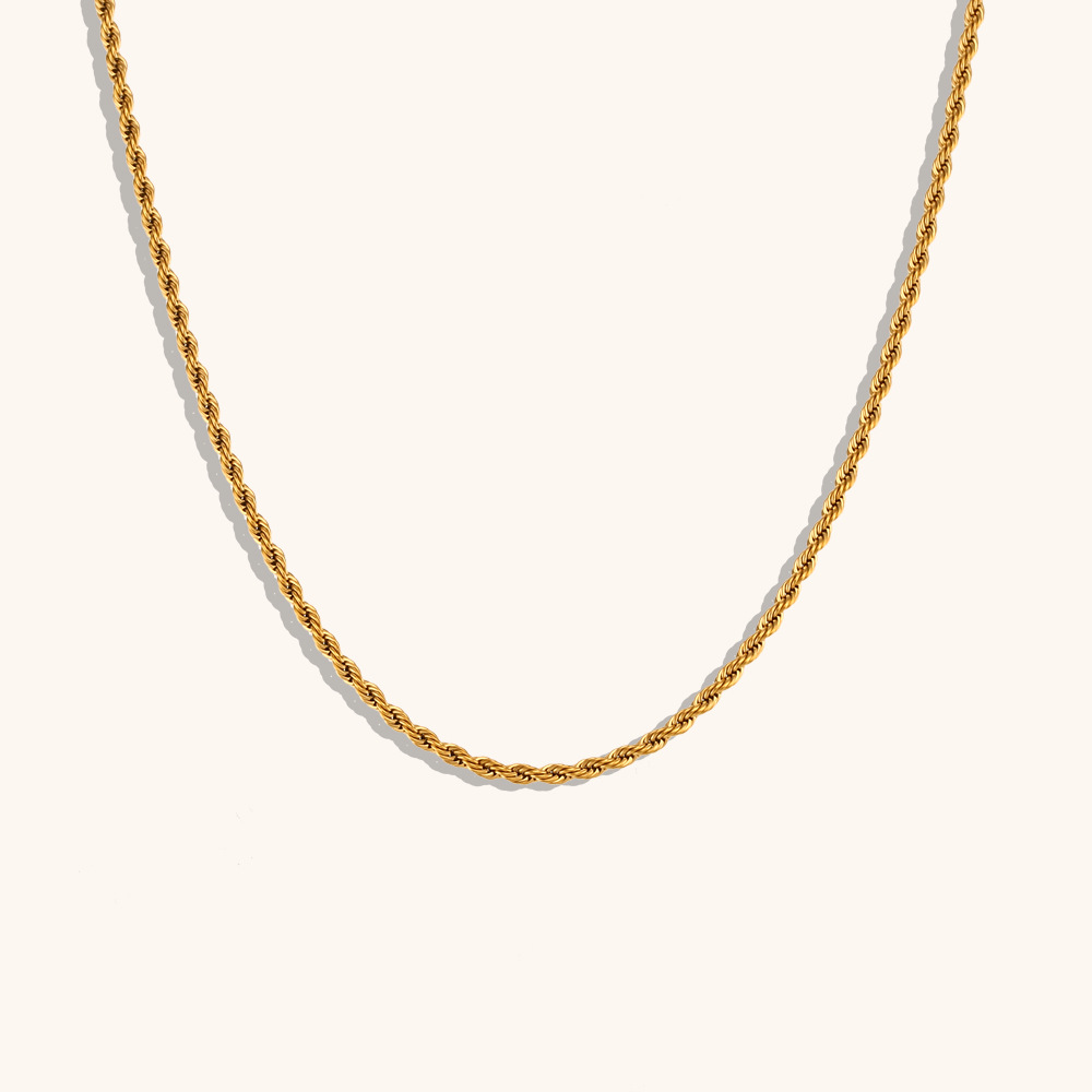 26g Weight 0.03µm-0.05µm Gold Plating Thickness PVD Coated Real Gold Plated Geometric Solid Color Stainless Steel Titanium Steel Vintage Style Waterproof Non Tarnish Necklace