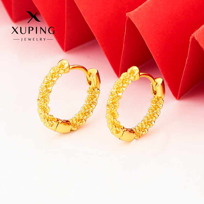 Pendientes de Aro Trenzados de Aleación de Cobre con Baño Electrolítico Xuping Jewelry para Mujer, Pendientes Redondos Vintage de Alta Gama, Estilo de Lujo Ligero