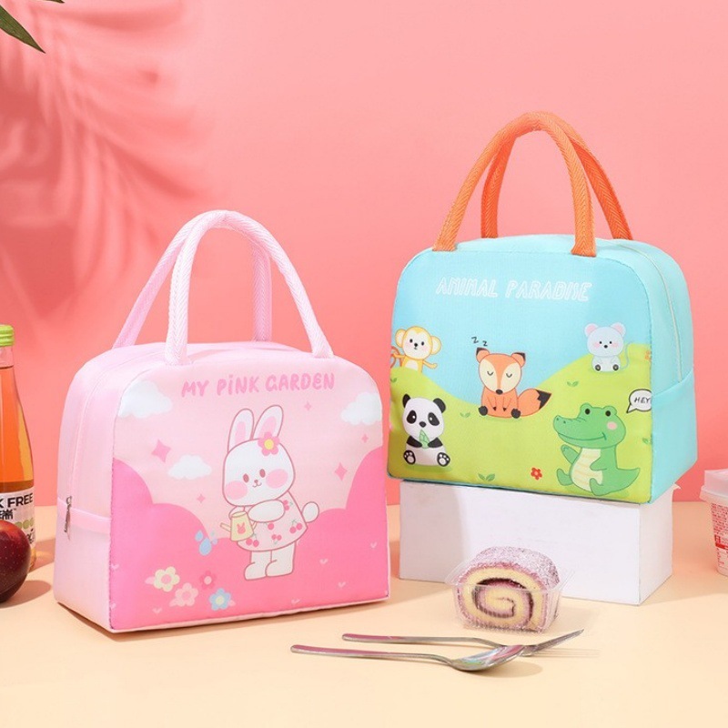 Bolsa de lonchera de dibujos animados lindo para ir a la escuela con comida bolsa de aislamiento bolsa bento para estudiantes papel de aluminio lindo bolso portátil bolsa de almuerzo