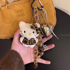 漫画ヒョウ模様漫画kt猫ぬいぐるみキーホルダーkitty猫ストラップバッグキーホルダーペンダントアクセサリーアクセサリー