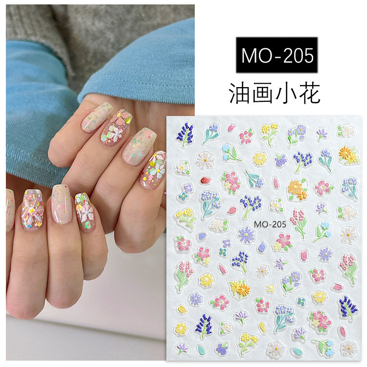 Popular online popular spring oil painting nail decals pure desire white Daisy color floral petals nail stickers jewelry