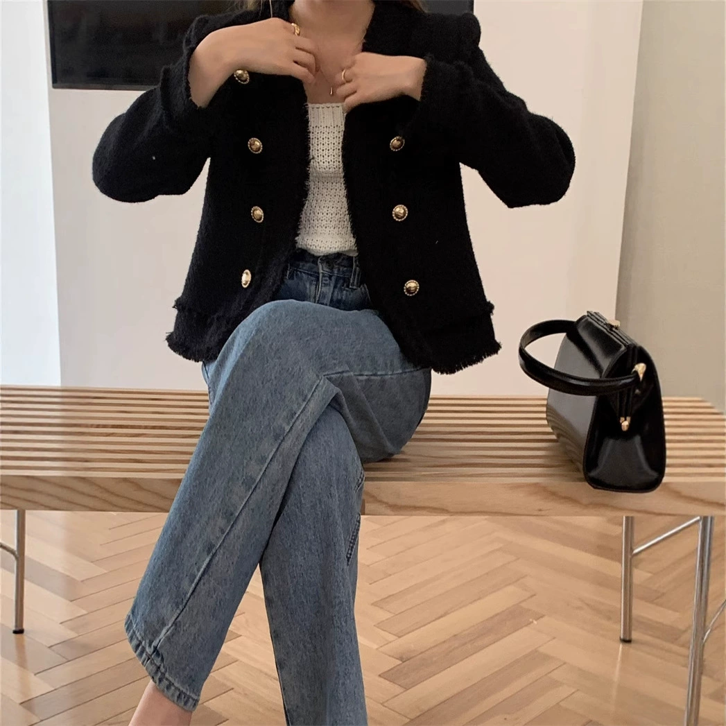 Пальто весеннее южнокорейское куртка, товар, 25 лет, стиль Chanel, v-образный вырез, французский стиль, свободный крой