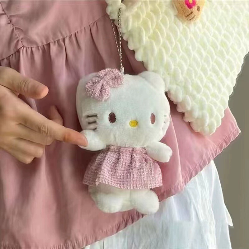 Плюшевая подвеска (Hello Kitty) милая ангельская брелок, розовая мягкая игрушка с крыльями, цепочка или кольцо