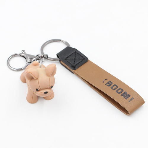 KOOROL Cartoon Resin Celebrity Bulldog Keychain Pendant Solid Color Bulldog Bag Charm