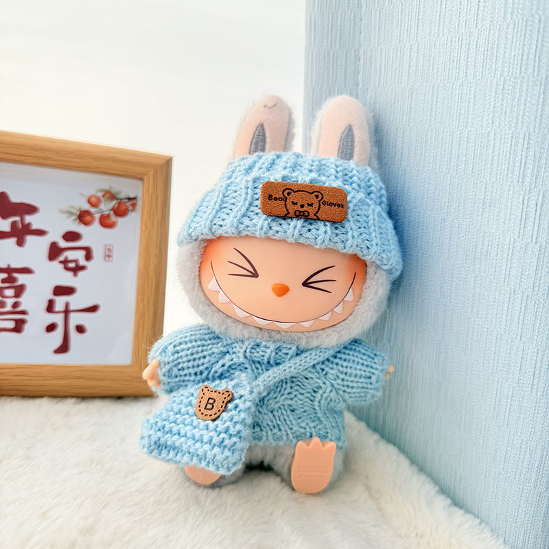 Solo ropa] Llavero de primera y segunda generación Labubu colgante de ropa Rabubu ropa de bebé suéter de punto traje de sombrero