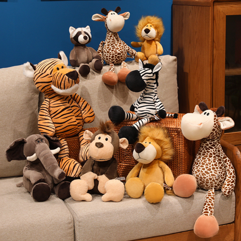 Simulated Forest Animal Dolls Lion Tiger Elephant Giraffe Doll Kidsren's Gift Photography Props and Ornaments