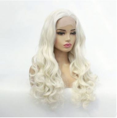 Peluca de ola grande _ Peluca larga de rollo grande para damas europeas y americanas Peluca de encaje frontal blanca de arroz esponjosa LW0219