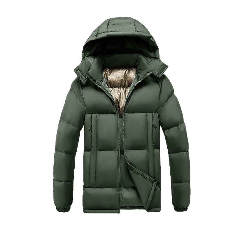 Baumwollgefütterte Herren-Graphen-Jacke in Slim-Fit-Passform mit abnehmbarer Kappe und dicker Kapuze_voghion.com