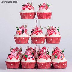 3層正方形アクリルケーキディスプレイスタンドウェディングパーティーフルーツディスプレイスタンドケーキスタンドケーキスタンド