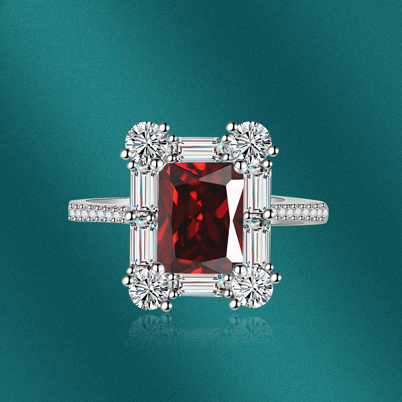 Fashion Rectangle Copper Plating Zircon Open Ring 1 Piece