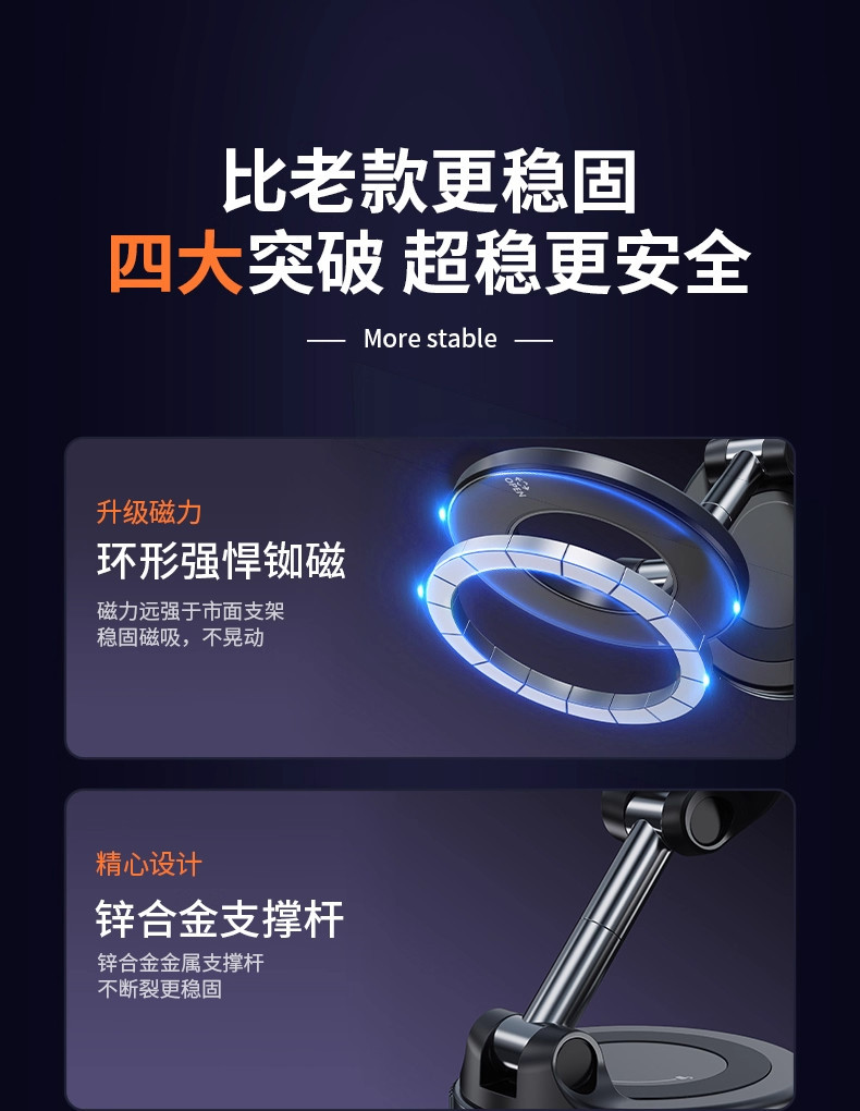 Cross-Border K007 Car Phone Holder Vacuum Magnetic Rotating Phone Stand Dashboard Nano Glue Phone Holder