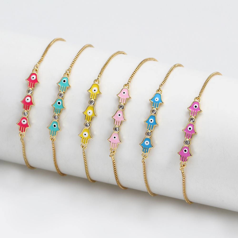 Fashion Devilu0027S Eye Palm Copper Inlay Zircon Bracelets 1 Piece