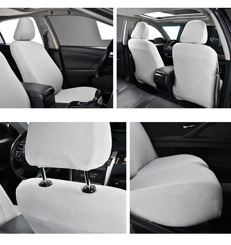 Front row universal seat covers for driver and passenger seats, made of DeRong elastic fabric, dustproof seat cushion and headrest separate covers
