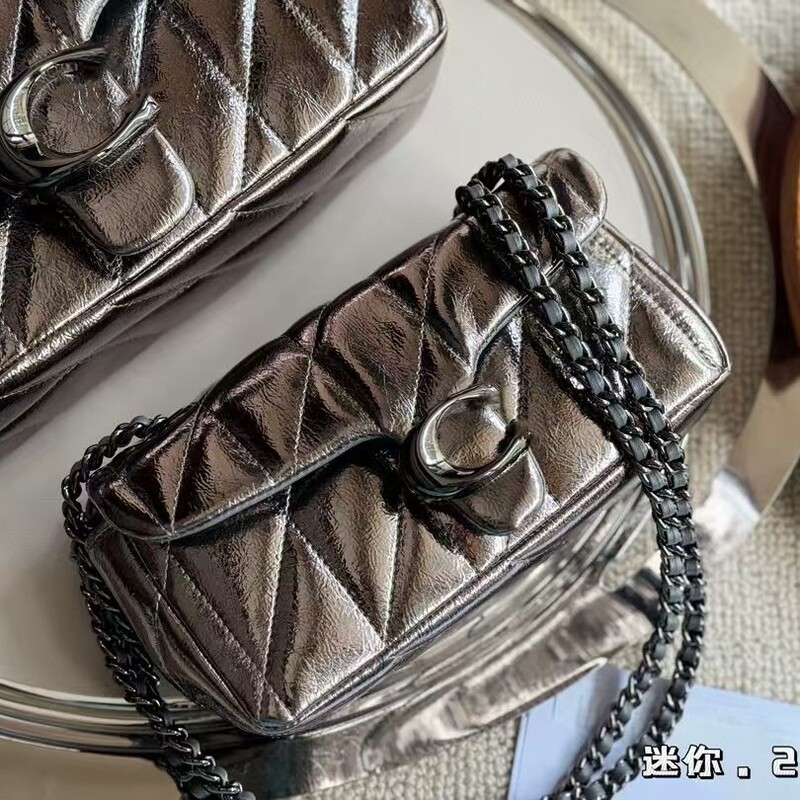 2025 New Women's Bag Quilted Tabby 20 No. 26 Metal Smooth Shoulder Bag Chain Crossbody Bag Dionysus Bag