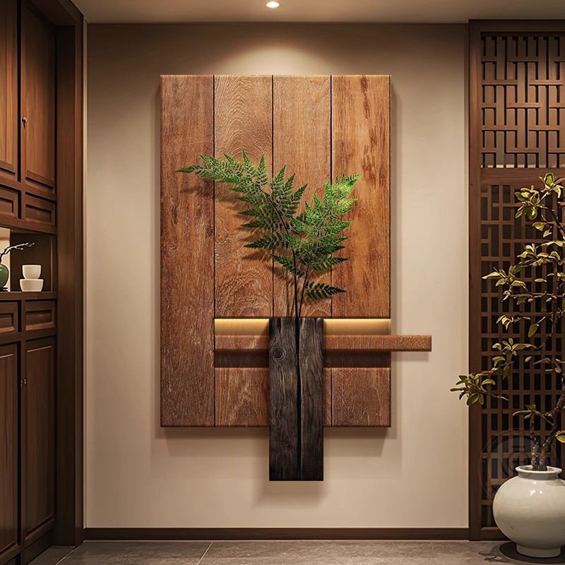 わびさびスタイルの玄関装飾絵画中国風の高級茶室リビングルーム吊り絵画宋代の美学廊下の端壁画ライト|undefined