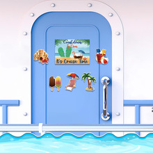 跨境新款夏季海滩主题游轮磁贴冰箱磁贴汽车贴 游轮夏日派对装饰