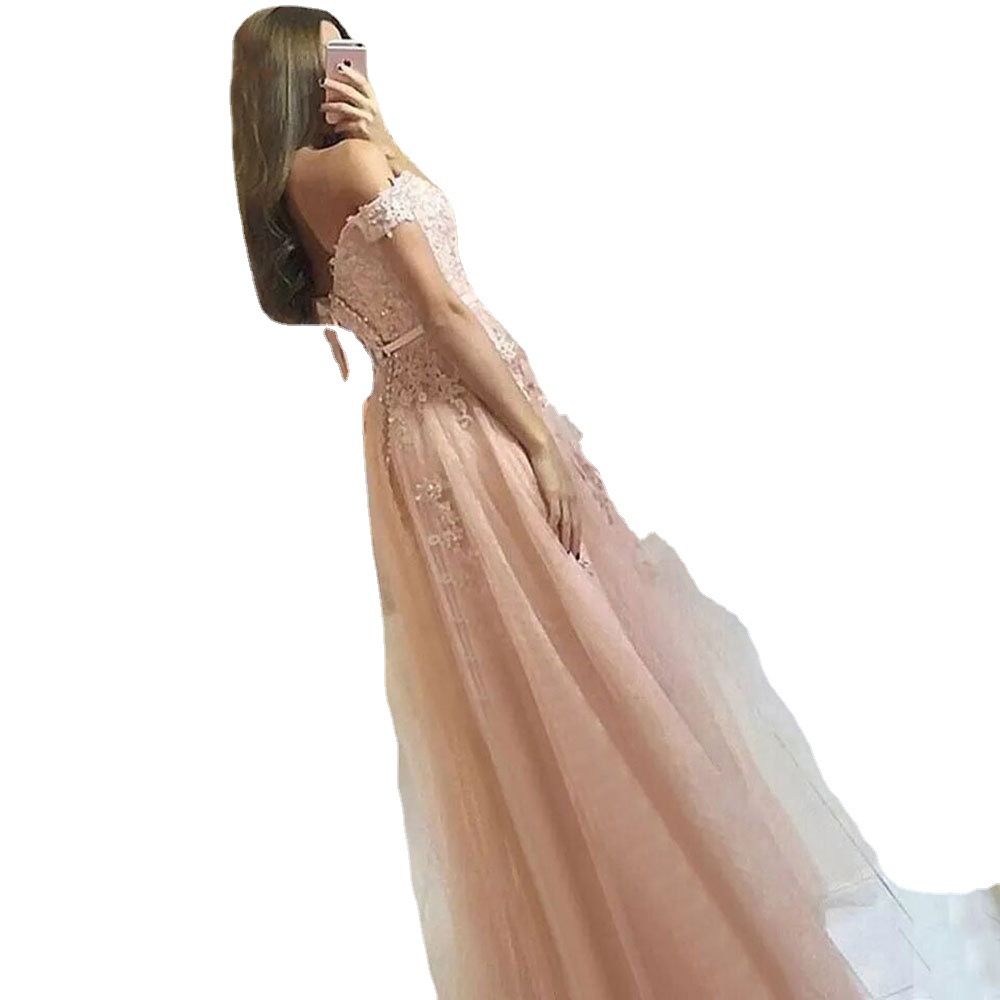 El Comercio exterior europeo y americano de Amazon AliExpress desea el nuevo vestido de noche de las mujeres vestido de novia vestido de encaje fuera del hombro
