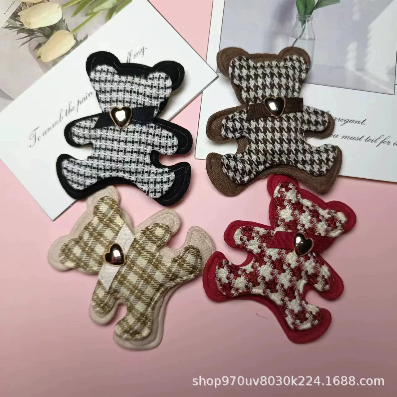 Новый мультяшный патч милый медведь клетчатые аксессуары детские аксессуары для волос обувь носки обувь с отверстиями пряжка аксессуары для одежды